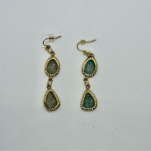 Elegant Gold and Green Dangle Earrings